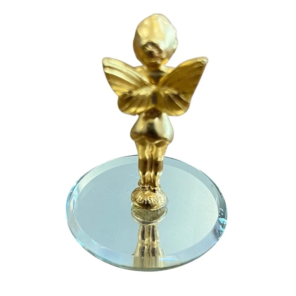TinkerBell Gold Painted Figurine on Mirror Base 1-7/8 in Disney Collectible